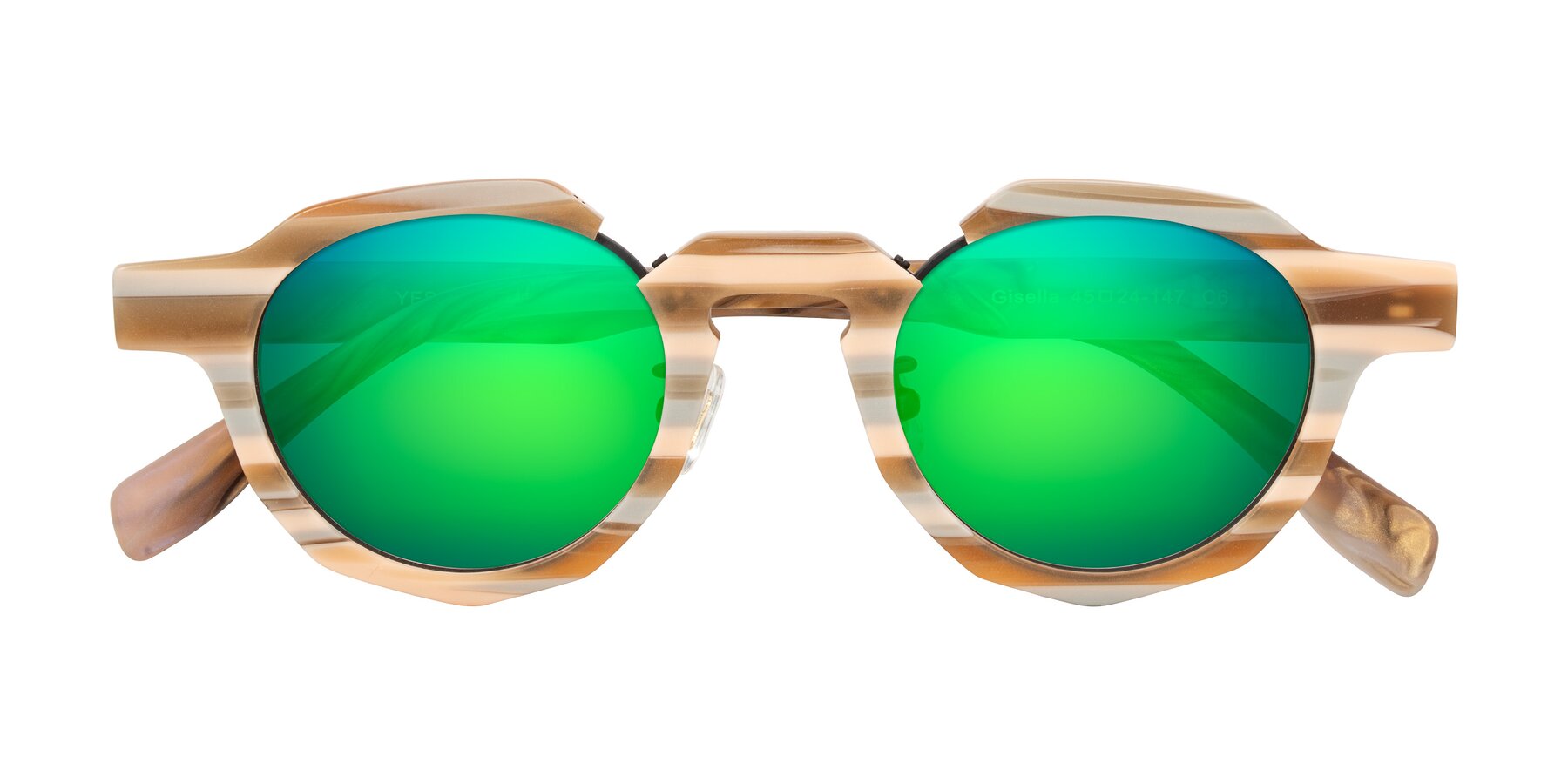 Folded Front of Gisella in Matte Canyon with Green Mirrored Lenses
