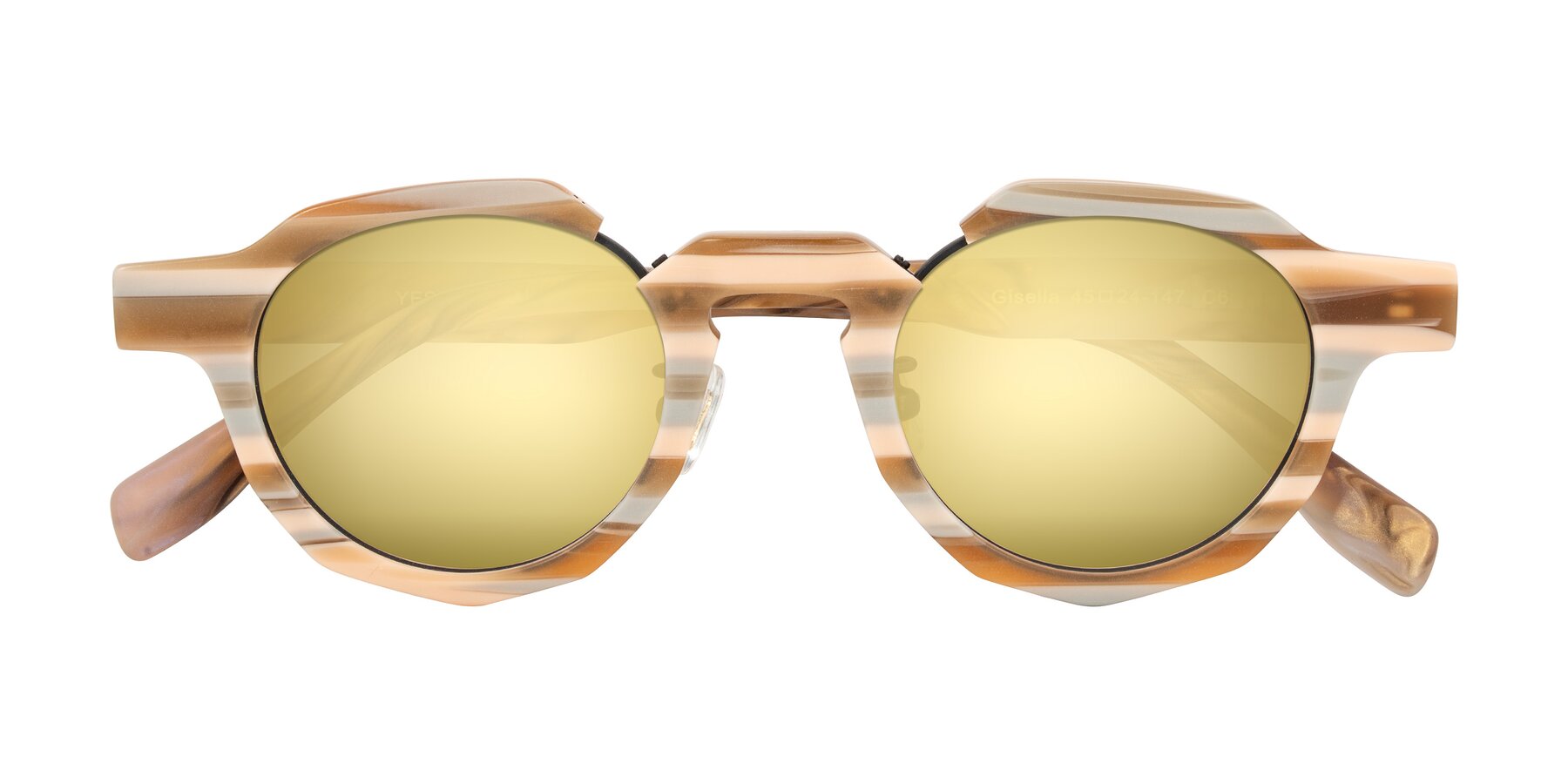 Folded Front of Gisella in Matte Canyon with Gold Mirrored Lenses