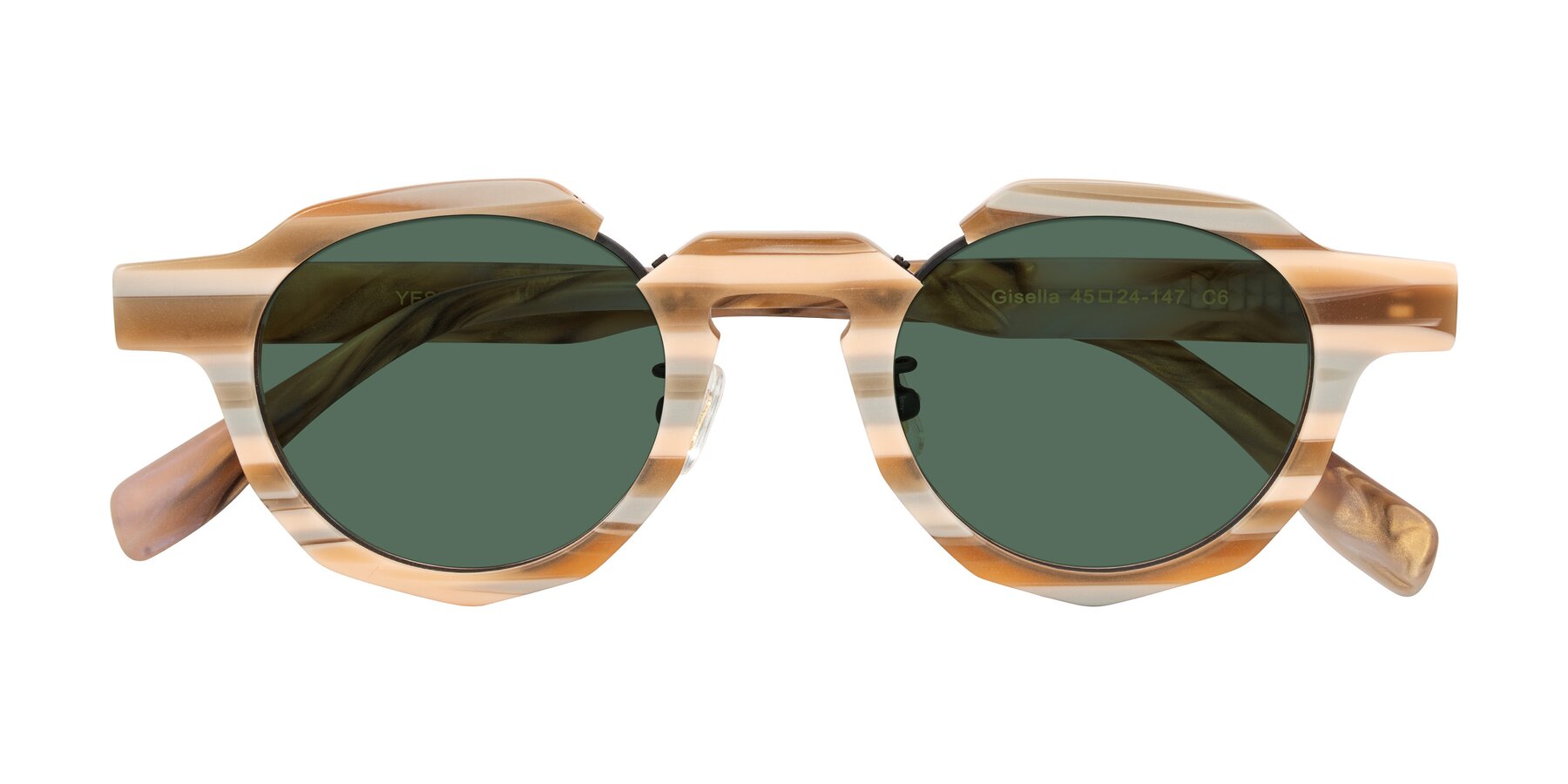 Folded Front of Gisella in Matte Canyon with Green Polarized Lenses
