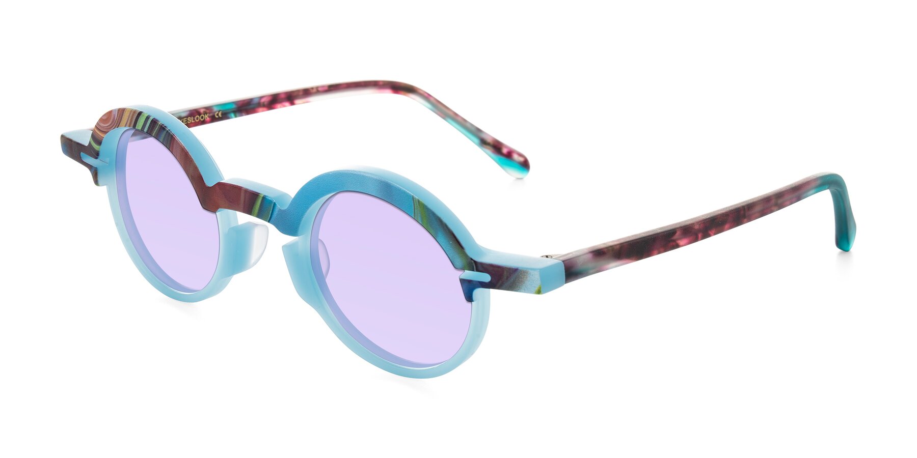 Angle of Maizel in Frosted Dream with Light Purple Tinted Lenses