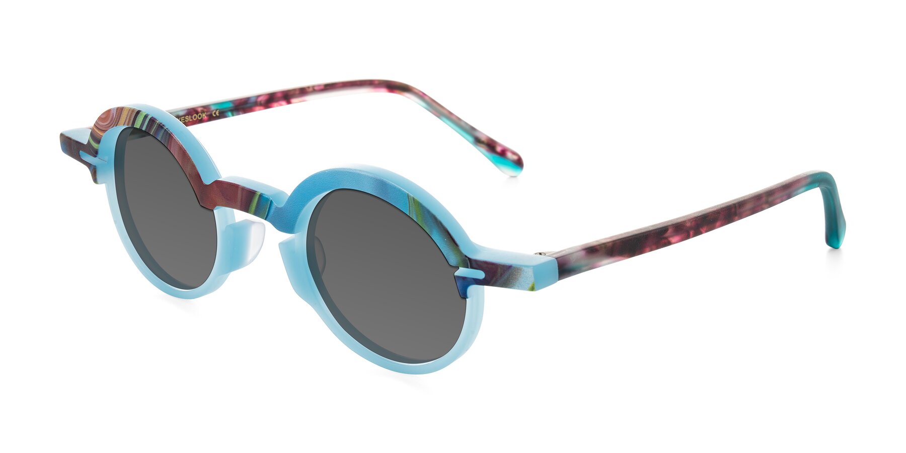 Angle of Maizel in Frosted Dream with Medium Gray Tinted Lenses