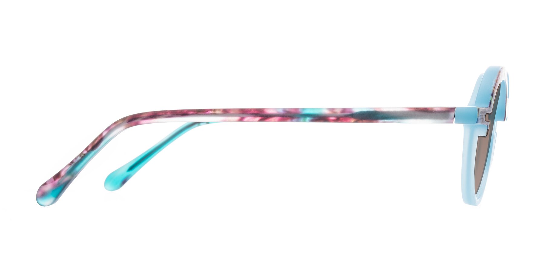 Side of Maizel in Frosted Dream with Medium Brown Tinted Lenses