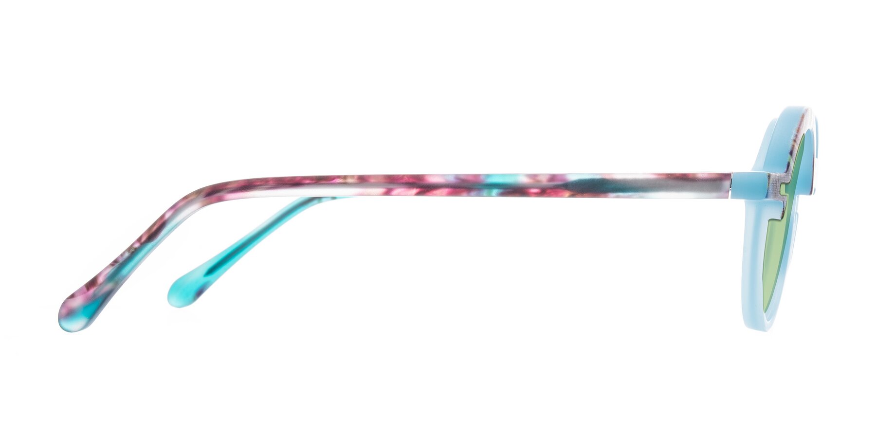 Side of Maizel in Frosted Dream with Medium Green Tinted Lenses