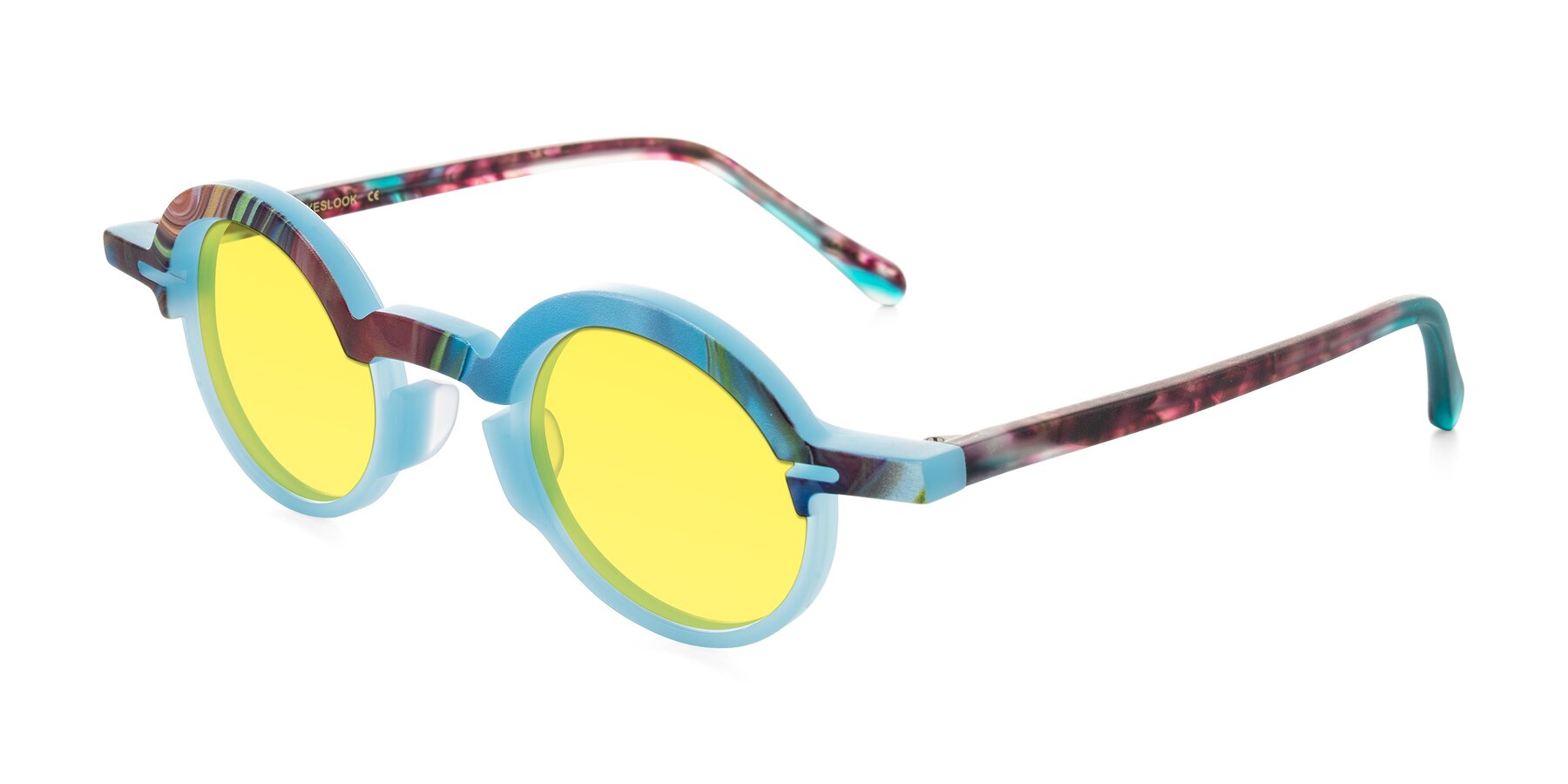 Angle of Maizel in Frosted Dream with Medium Yellow Tinted Lenses