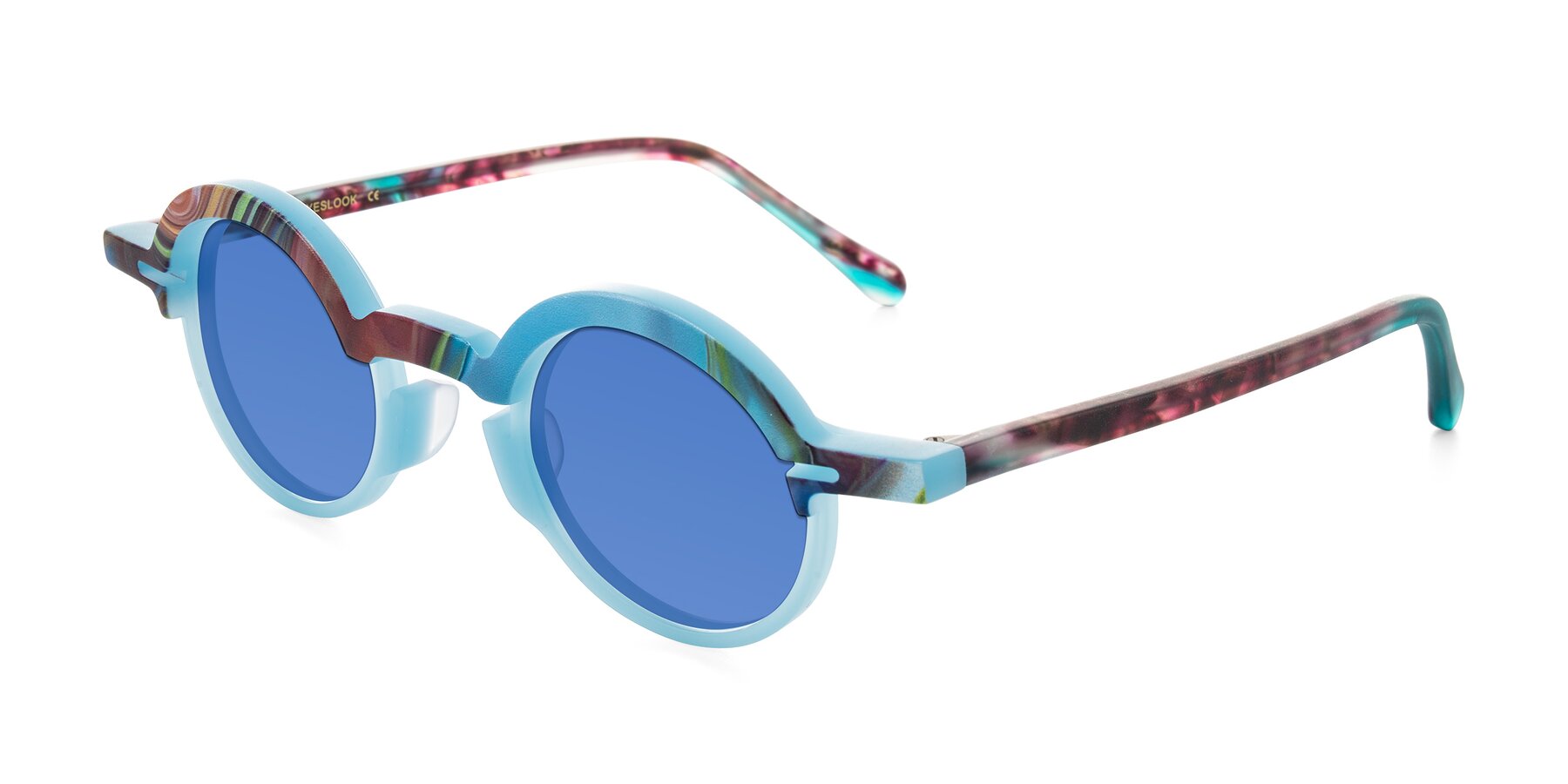 Angle of Maizel in Frosted Dream with Blue Tinted Lenses