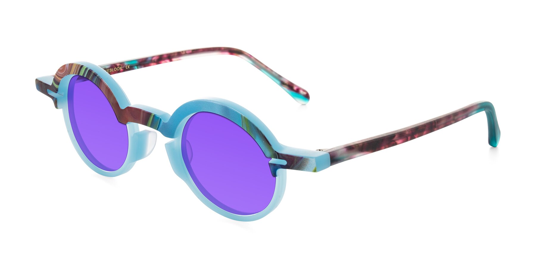 Angle of Maizel in Frosted Dream with Purple Tinted Lenses