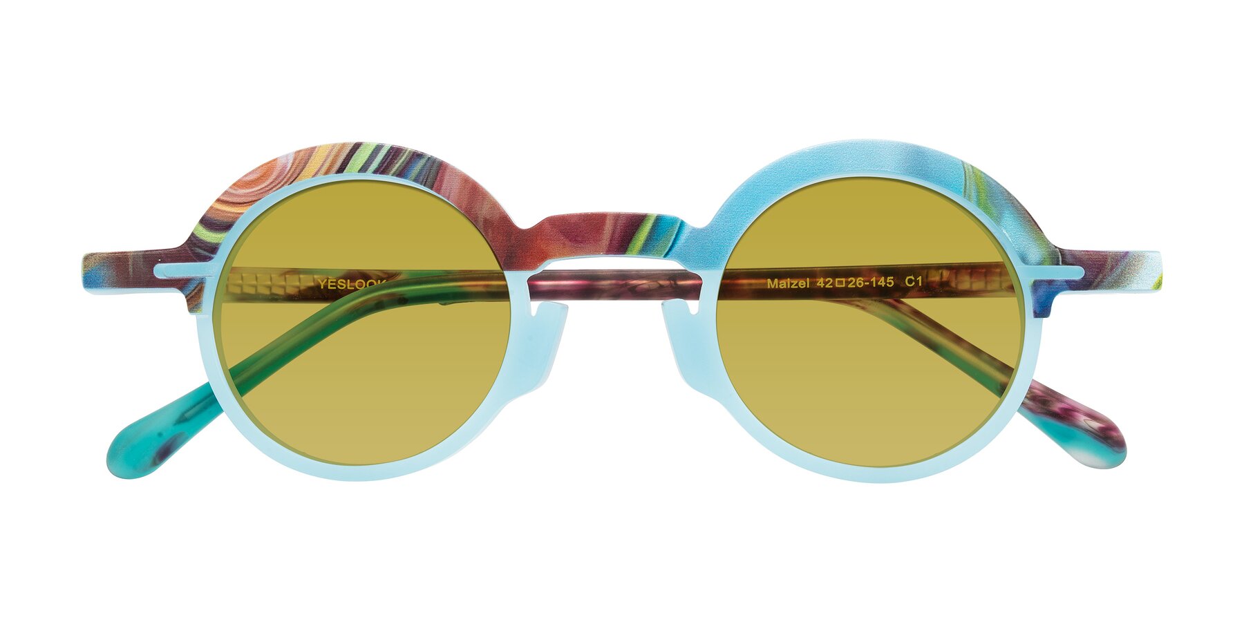 Folded Front of Maizel in Frosted Dream with Champagne Tinted Lenses