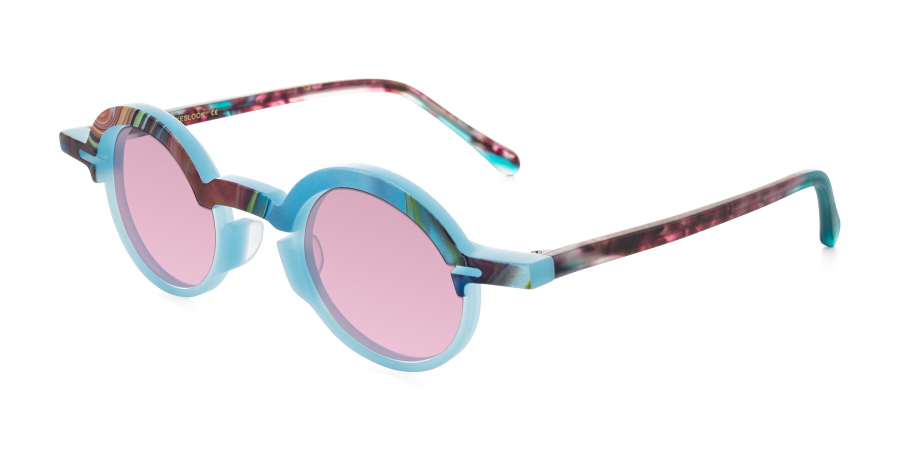 Angle of Maizel in Frosted Dream with Light Wine Tinted Lenses
