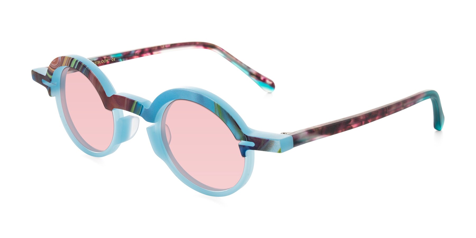 Angle of Maizel in Frosted Dream with Light Garnet Tinted Lenses