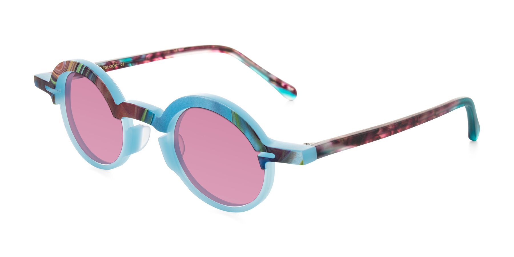 Angle of Maizel in Frosted Dream with Medium Wine Tinted Lenses