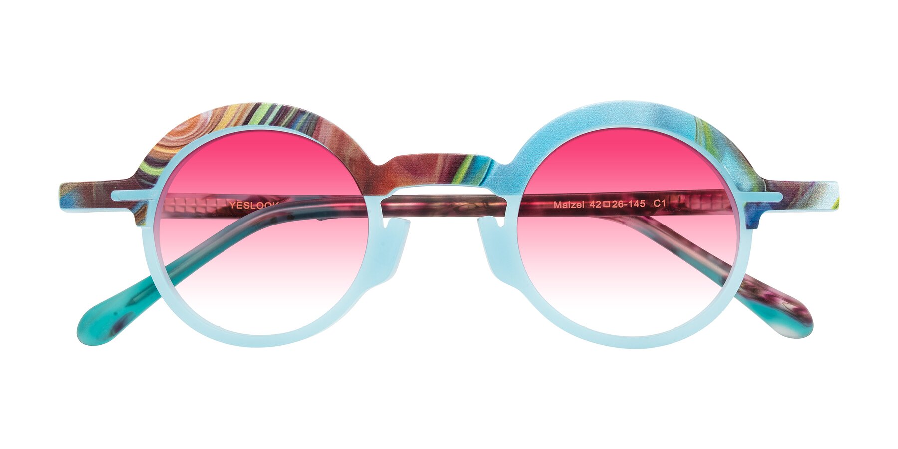 Folded Front of Maizel in Frosted Dream with Pink Gradient Lenses