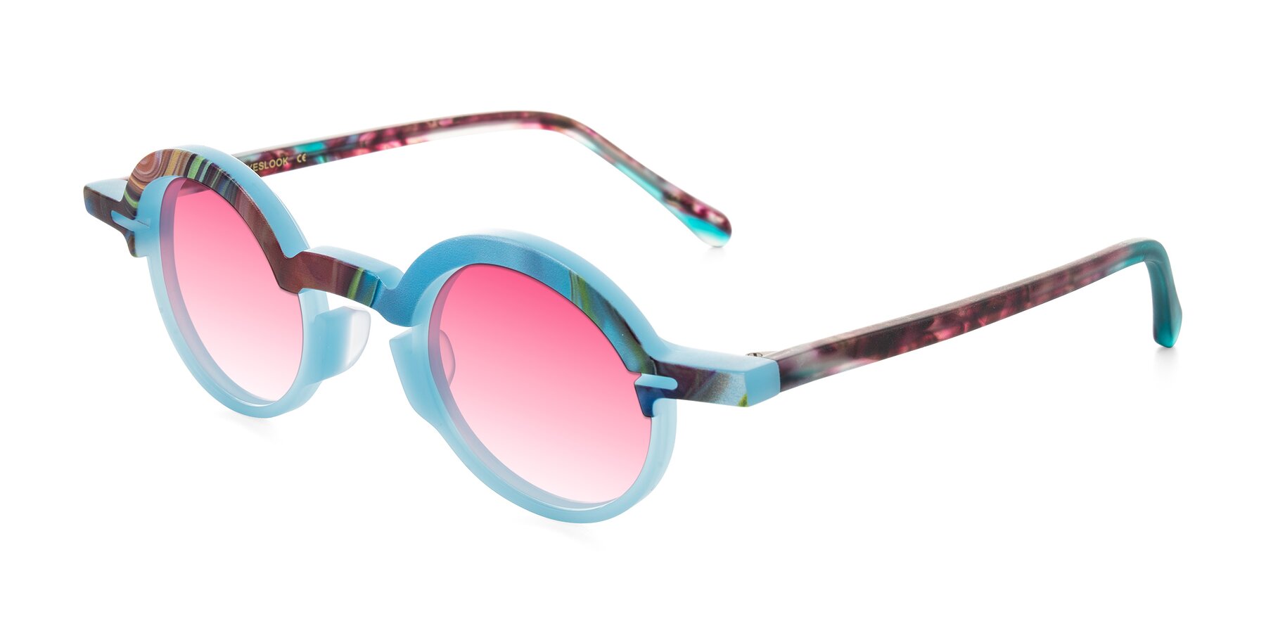 Angle of Maizel in Frosted Dream with Pink Gradient Lenses