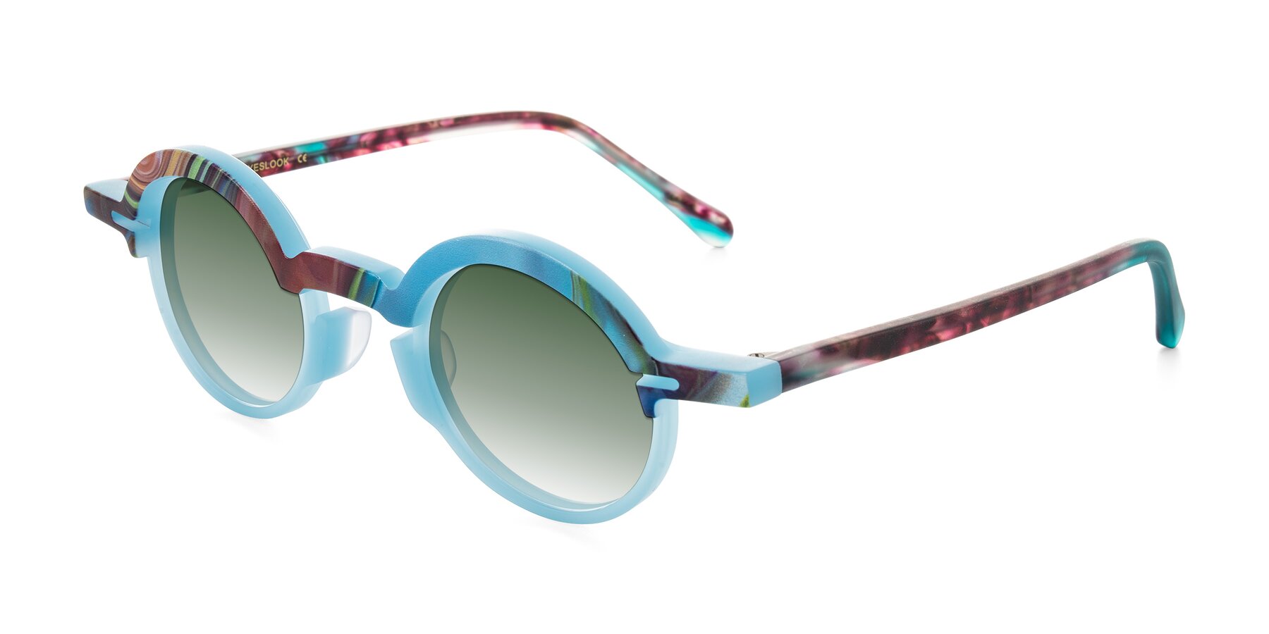 Angle of Maizel in Frosted Dream with Green Gradient Lenses