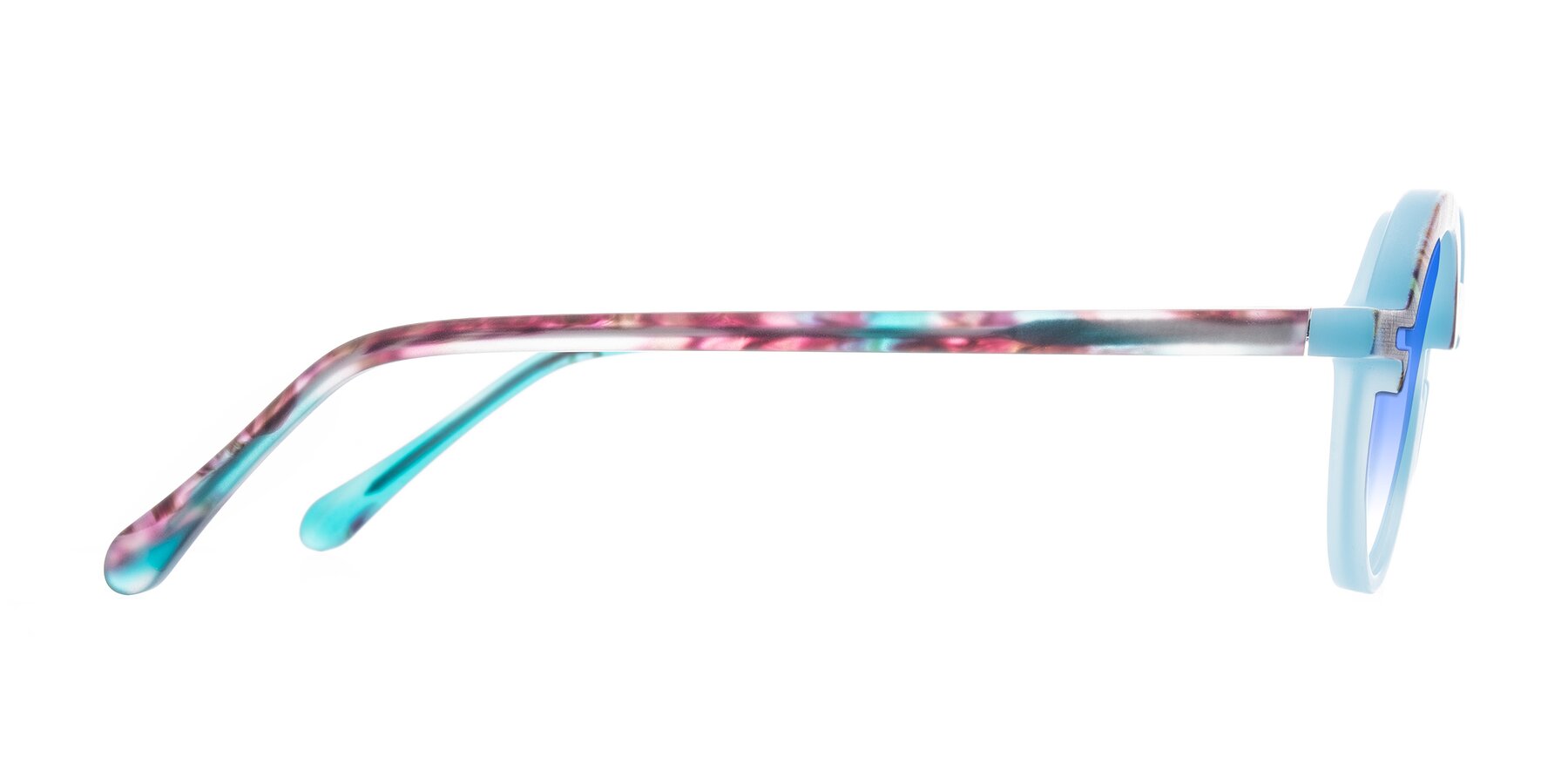 Side of Maizel in Frosted Dream with Blue Gradient Lenses