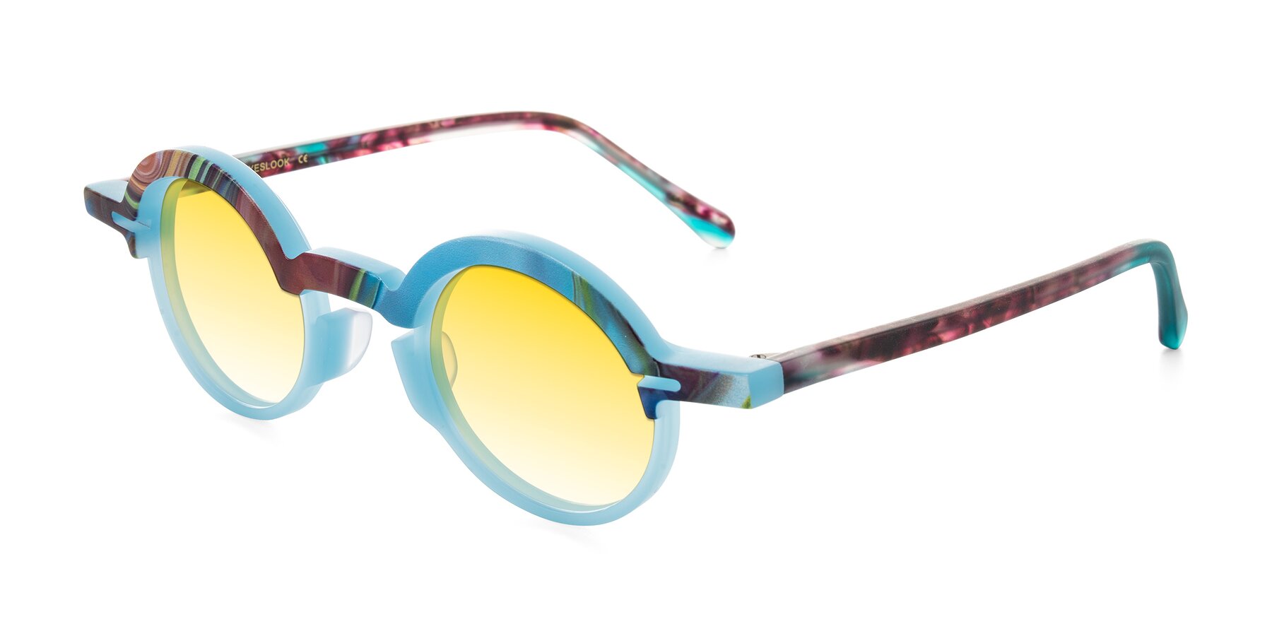 Angle of Maizel in Frosted Dream with Yellow Gradient Lenses