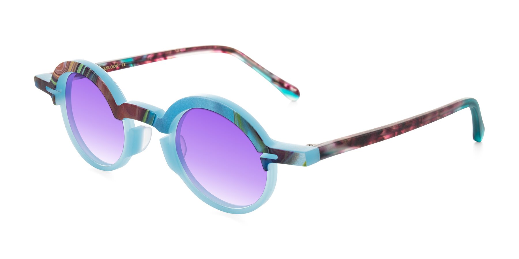 Angle of Maizel in Frosted Dream with Purple Gradient Lenses