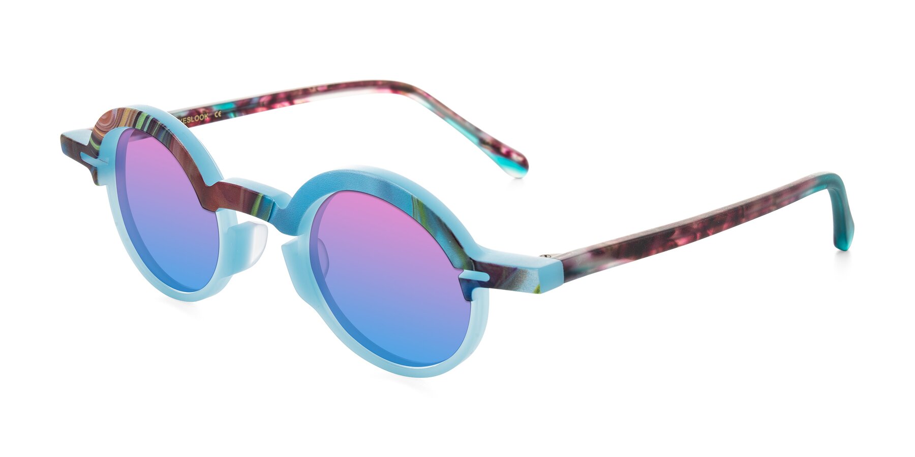 Angle of Maizel in Frosted Dream with Pink / Blue Gradient Lenses