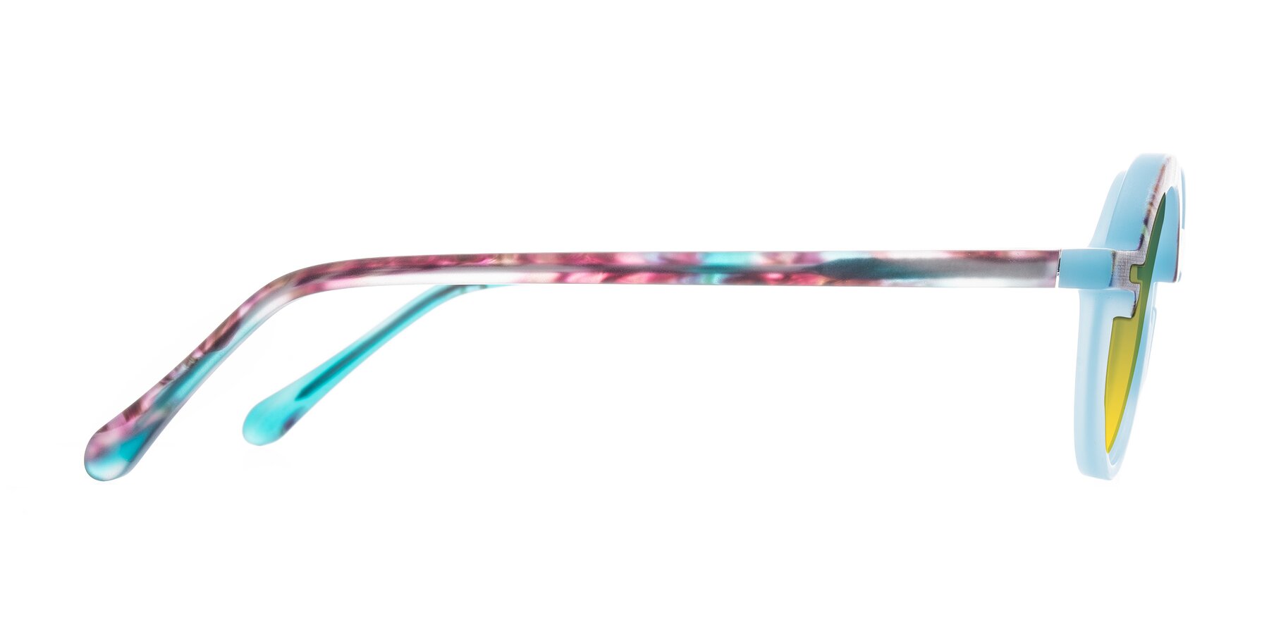 Side of Maizel in Frosted Dream with Green / Yellow Gradient Lenses