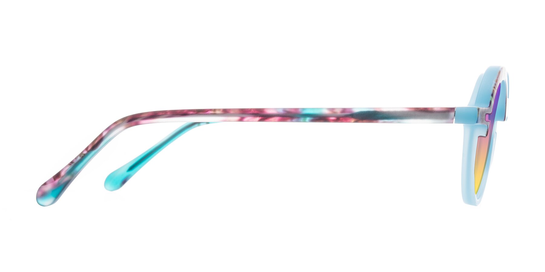 Side of Maizel in Frosted Dream with Purple / Yellow Gradient Lenses