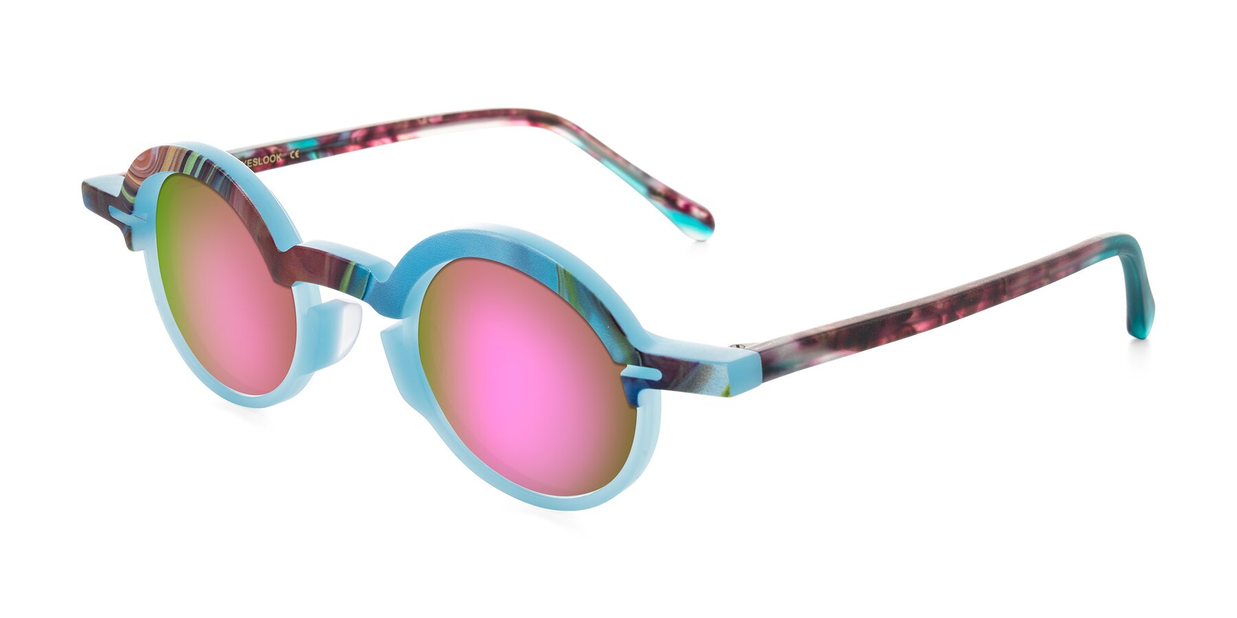 Angle of Maizel in Frosted Dream with Pink Mirrored Lenses