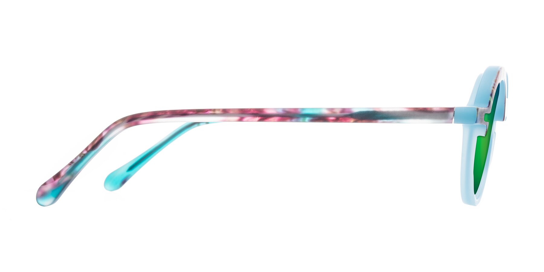 Side of Maizel in Frosted Dream with Green Mirrored Lenses