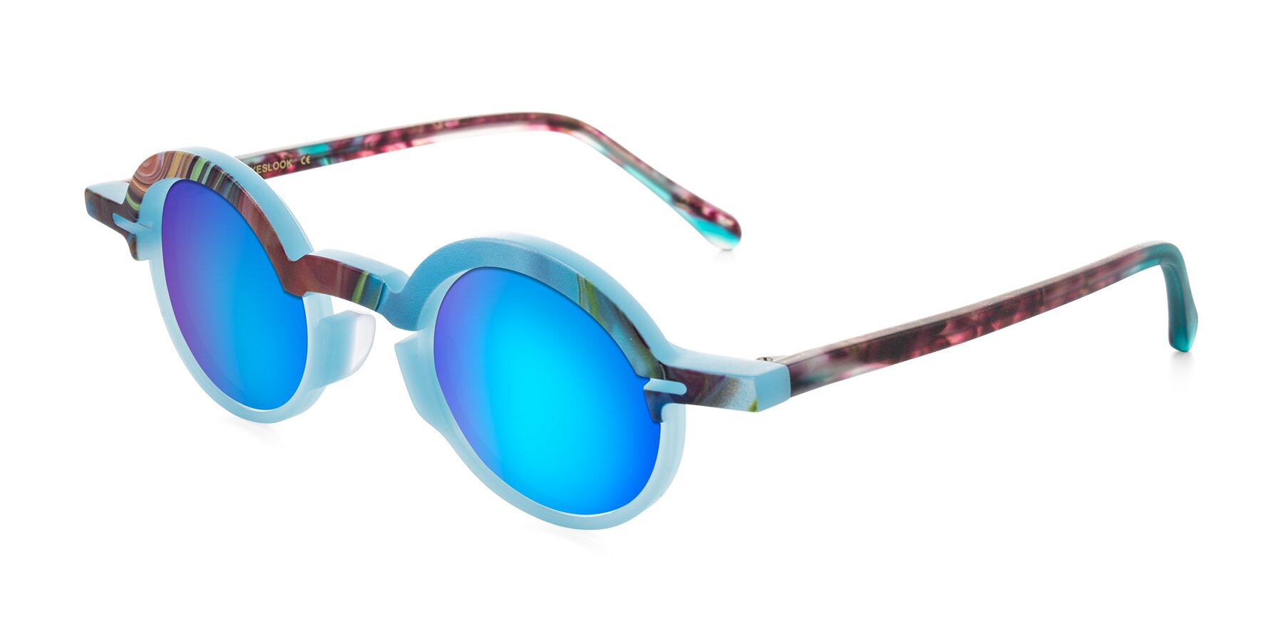 Angle of Maizel in Frosted Dream with Blue Mirrored Lenses