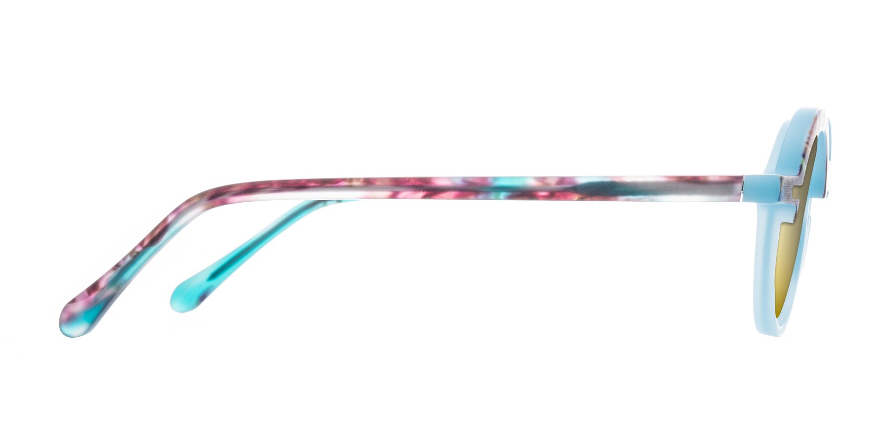 Side of Maizel in Frosted Dream with Gold Mirrored Lenses