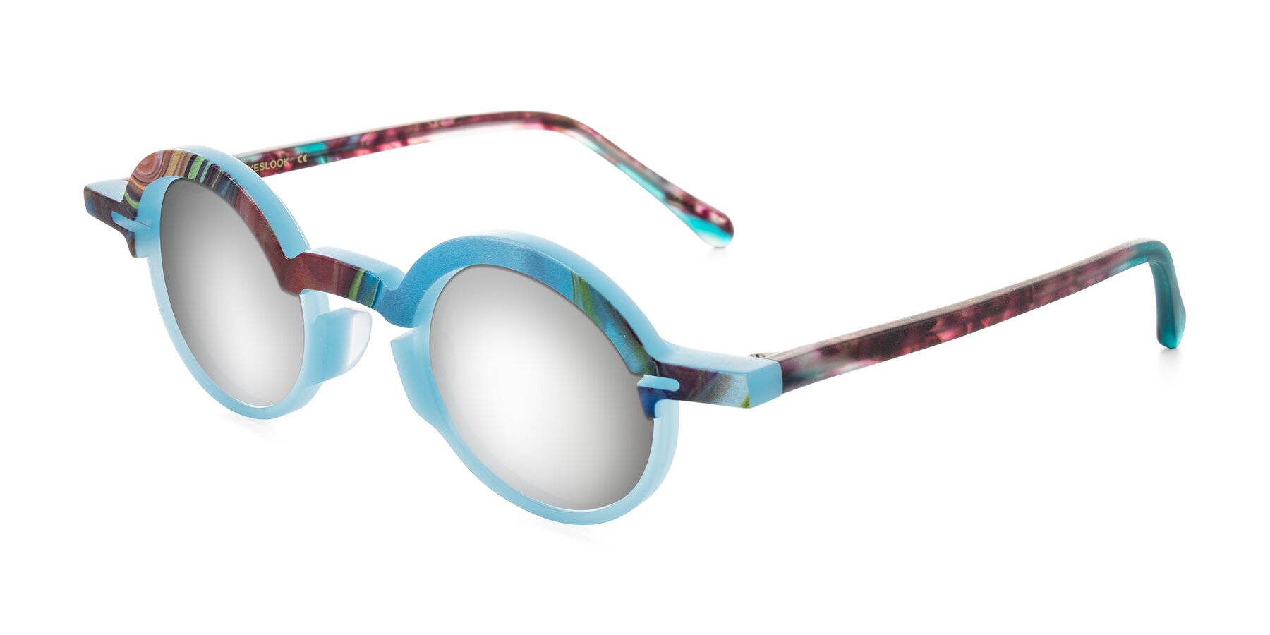 Angle of Maizel in Frosted Dream with Silver Mirrored Lenses