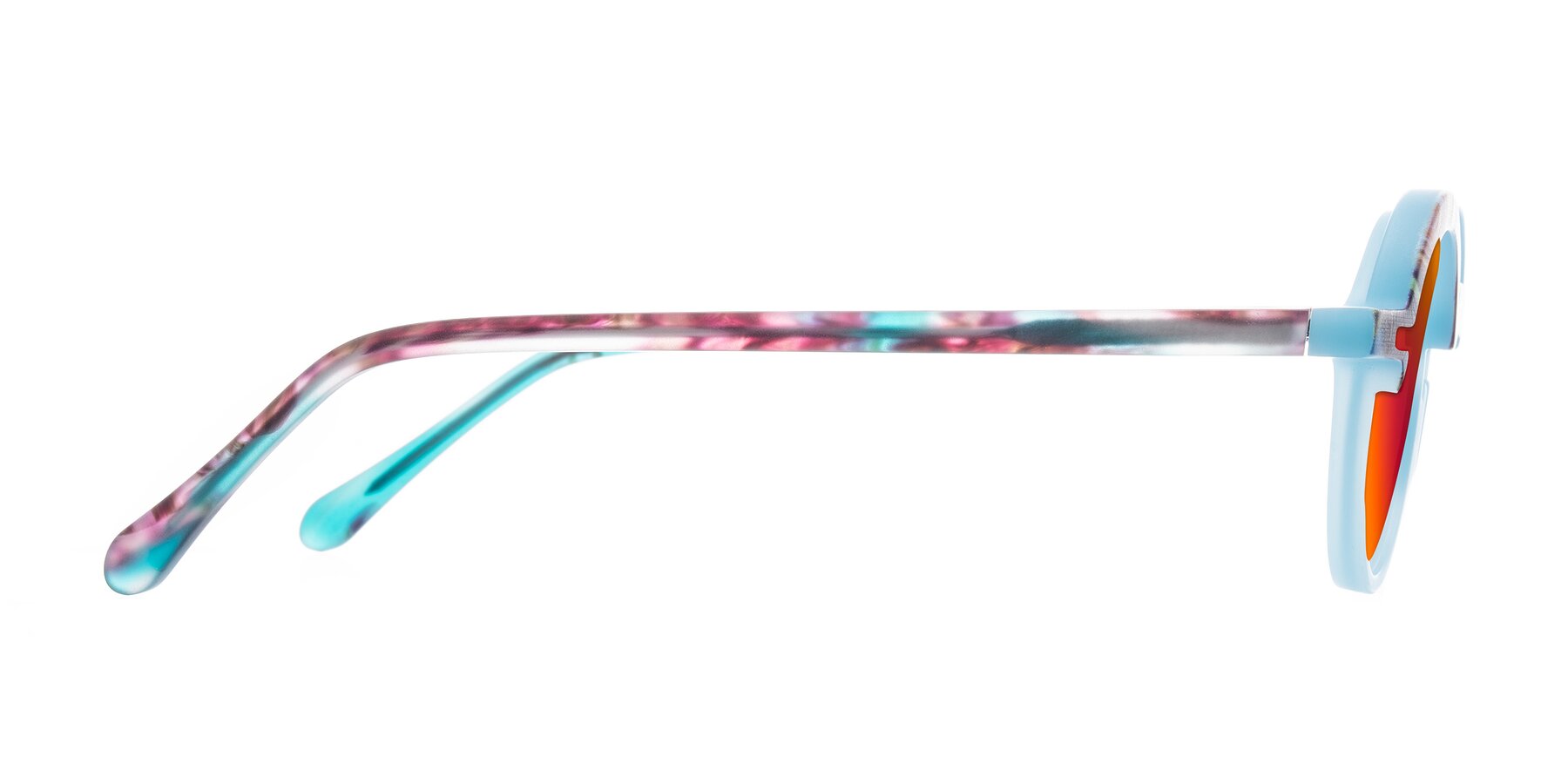 Side of Maizel in Frosted Dream with Red Gold Mirrored Lenses