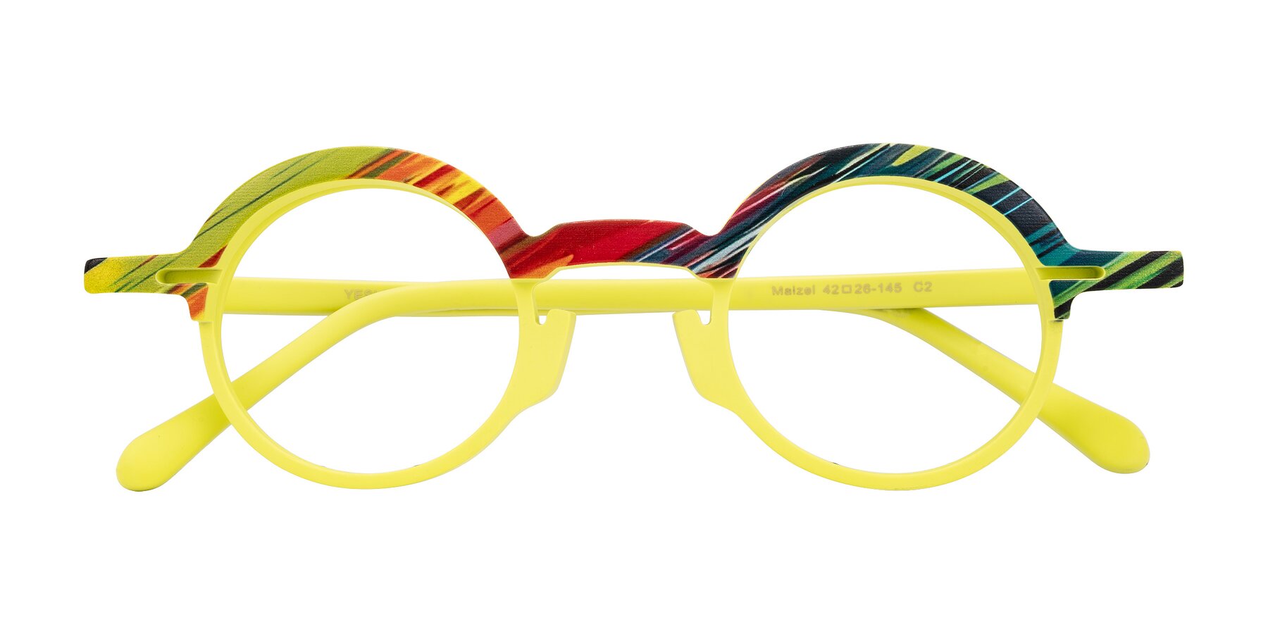 Folded Front of Maizel in Neon Sun with Clear Eyeglass Lenses