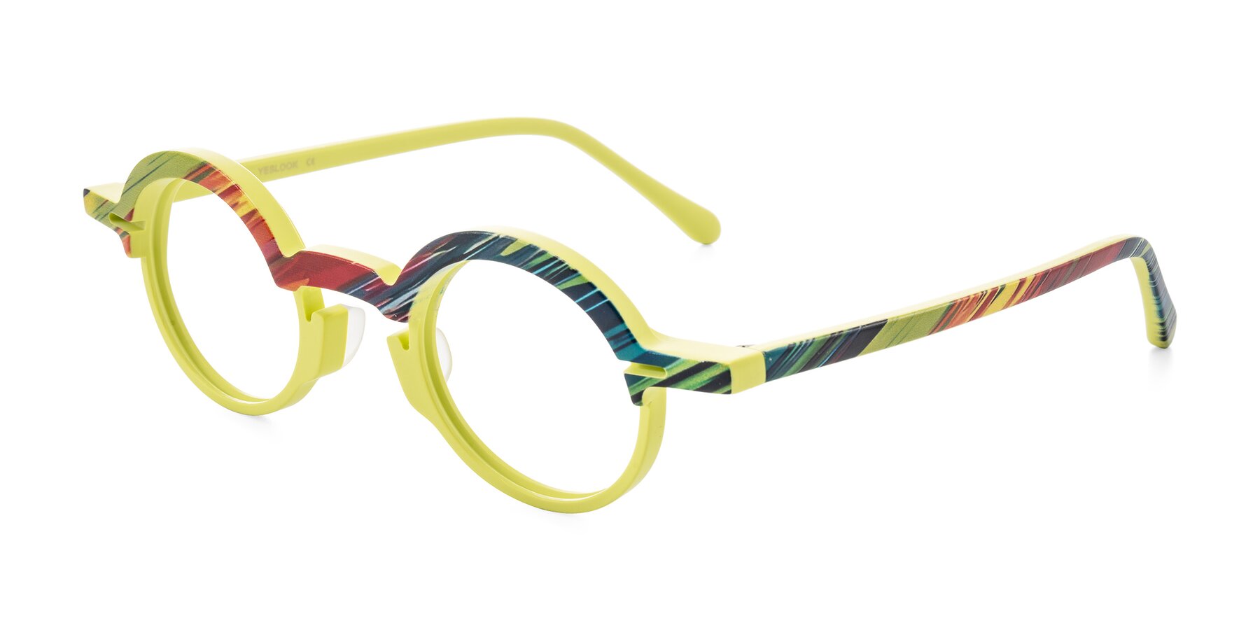 Angle of Maizel in Neon Sun with Clear Eyeglass Lenses