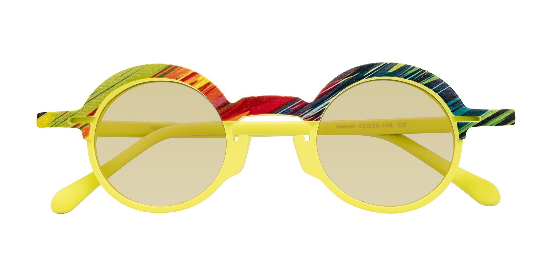 Folded Front of Maizel in Neon Sun with Light Champagne Tinted Lenses