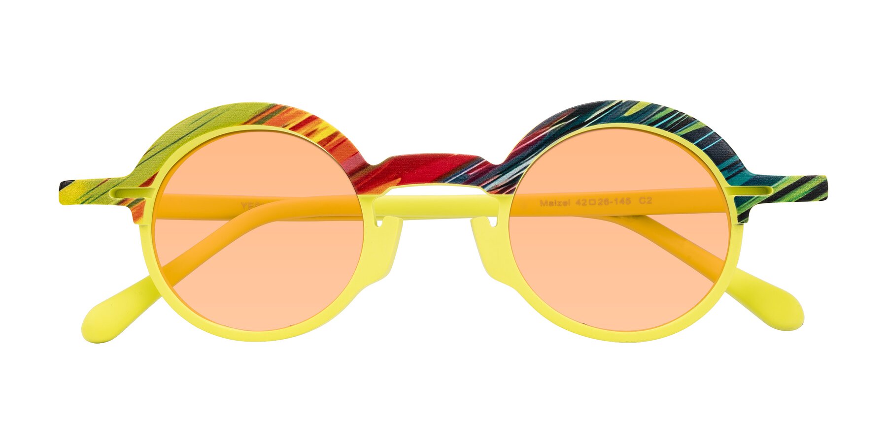 Folded Front of Maizel in Neon Sun with Light Orange Tinted Lenses