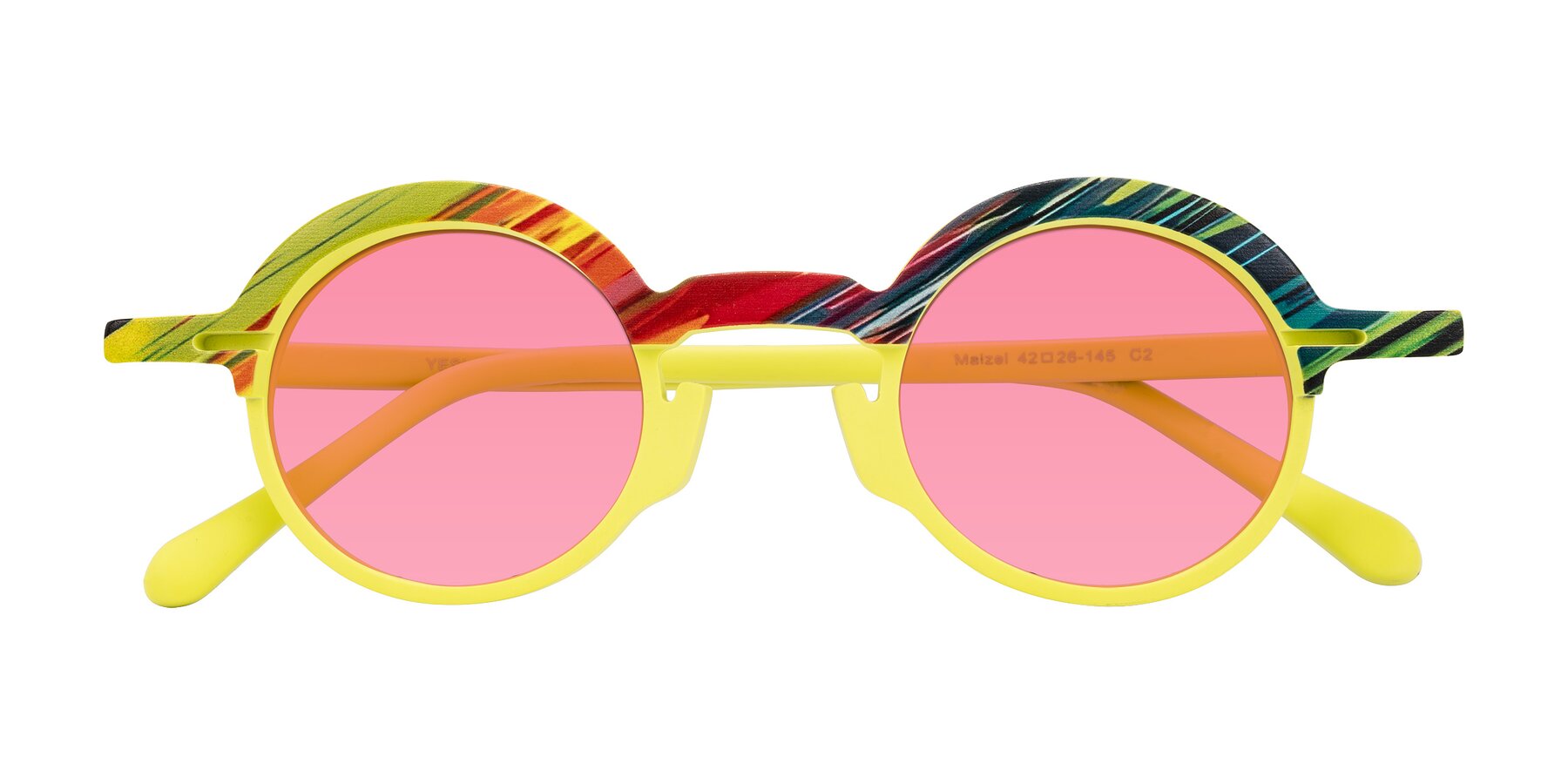 Folded Front of Maizel in Neon Sun with Pink Tinted Lenses