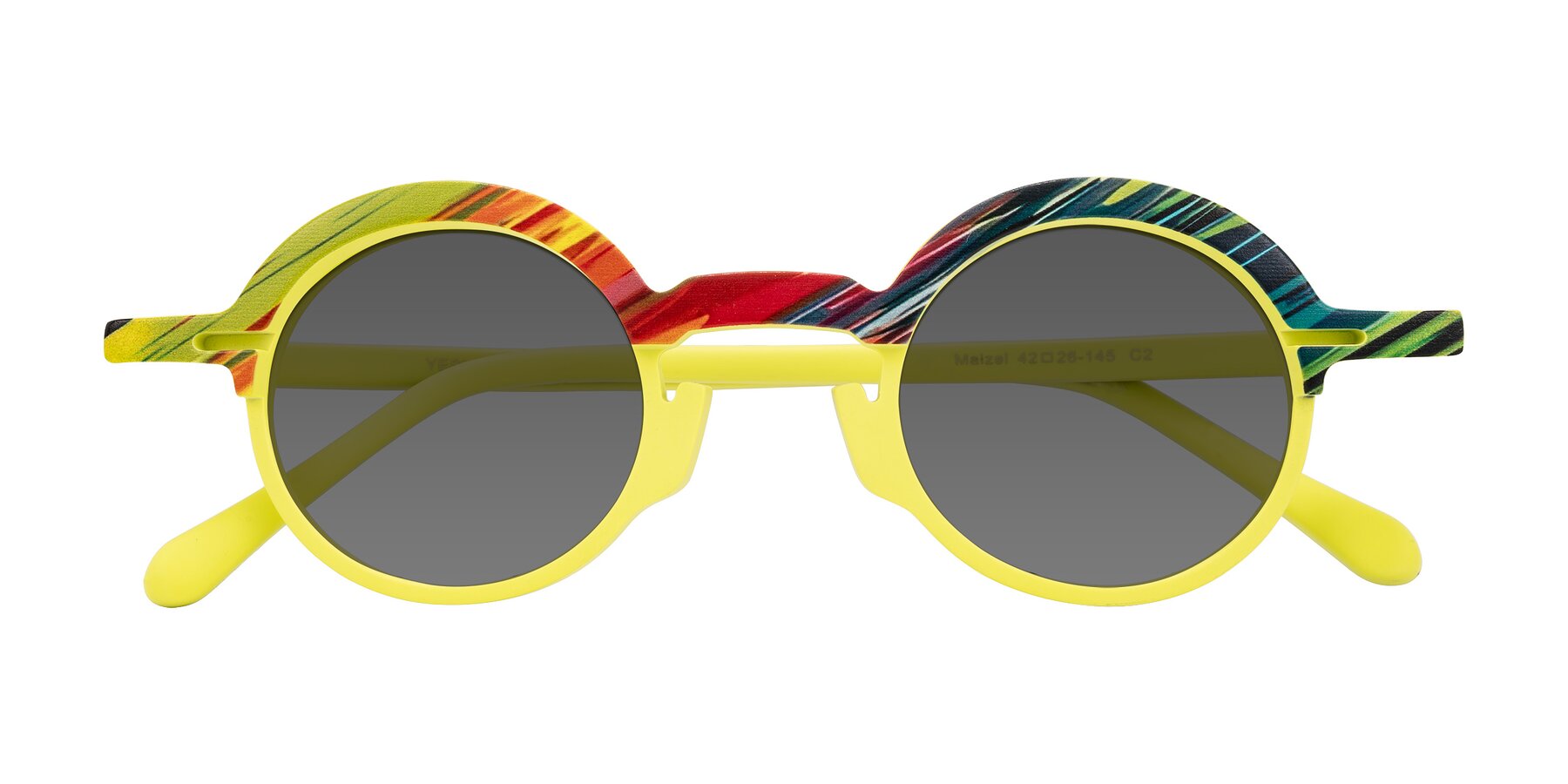 Folded Front of Maizel in Neon Sun with Medium Gray Tinted Lenses