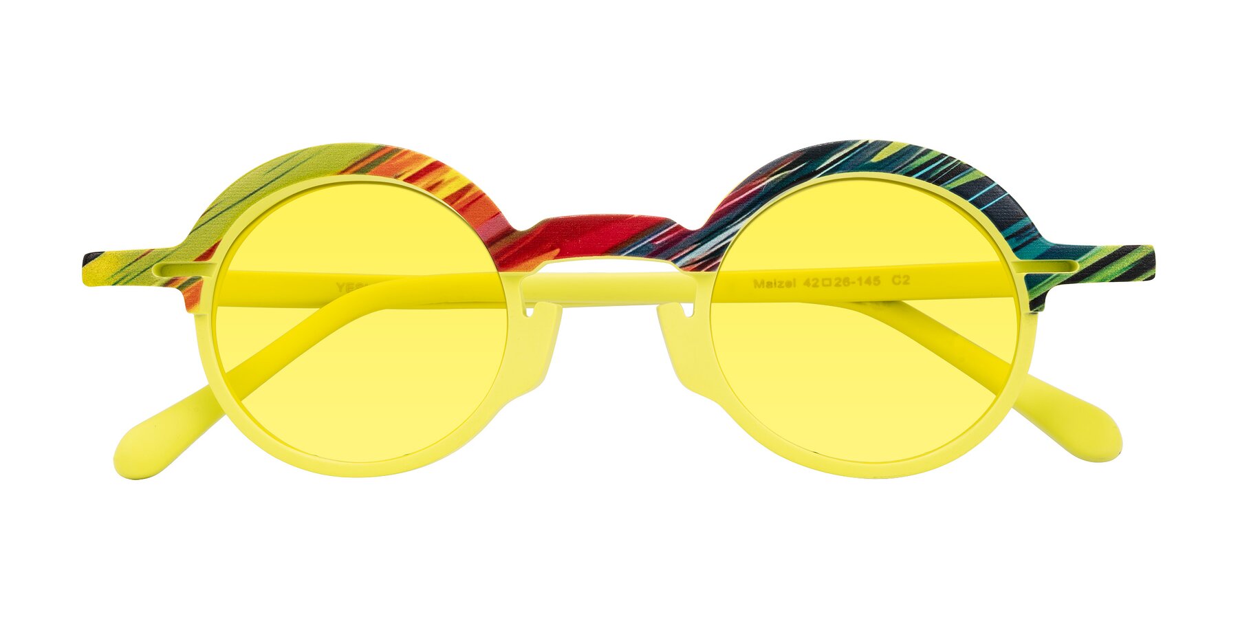 Folded Front of Maizel in Neon Sun with Medium Yellow Tinted Lenses