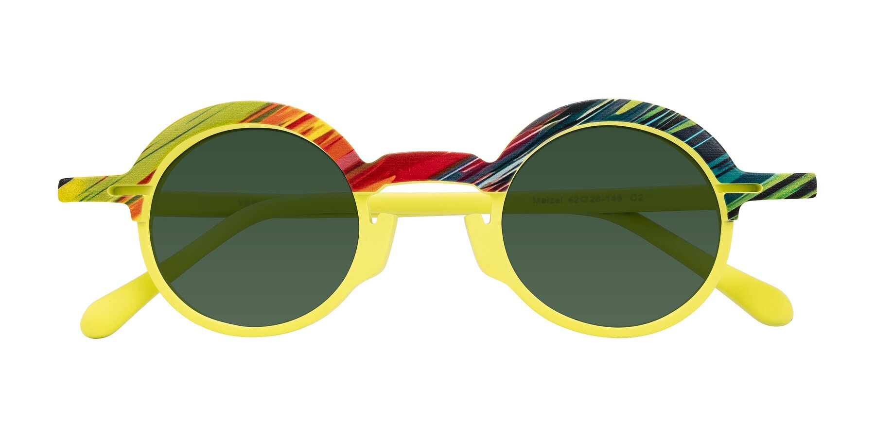 Folded Front of Maizel in Neon Sun with Green Tinted Lenses