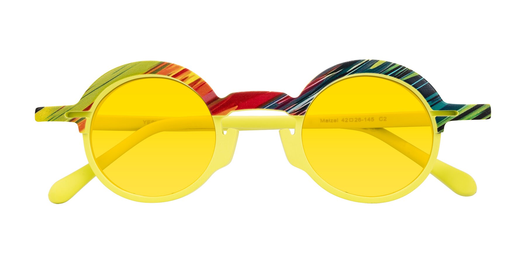 Folded Front of Maizel in Neon Sun with Yellow Tinted Lenses