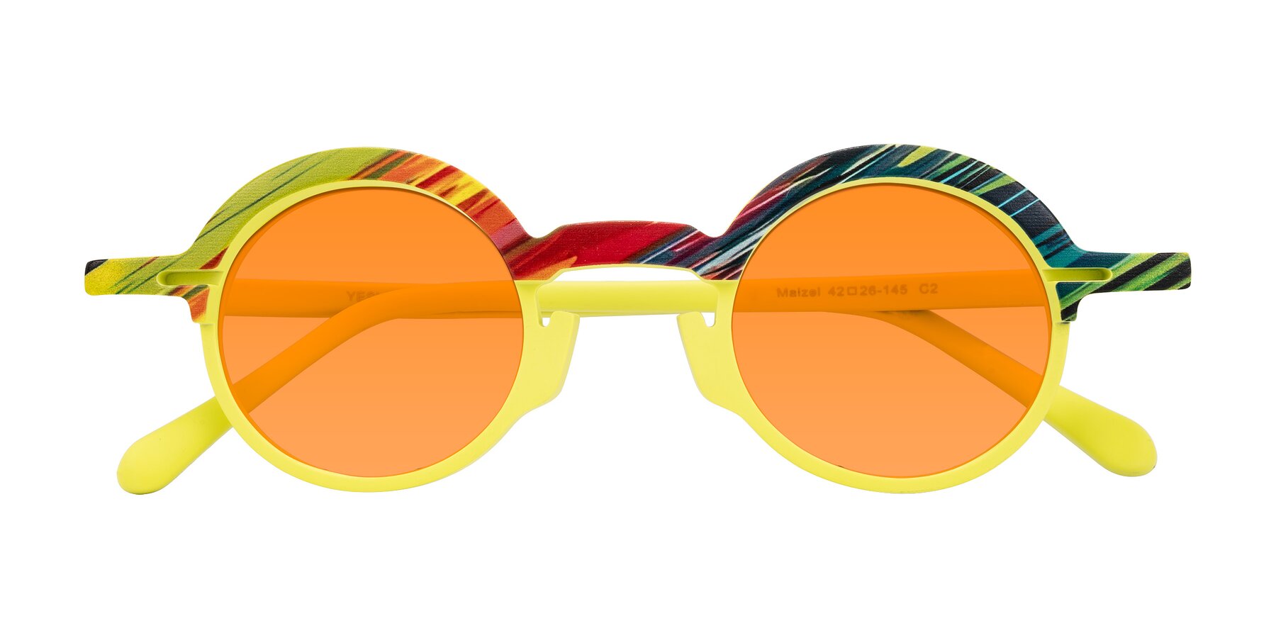Folded Front of Maizel in Neon Sun with Orange Tinted Lenses