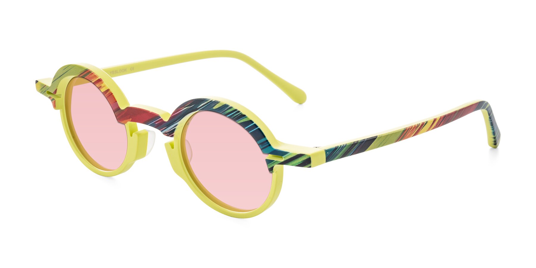Angle of Maizel in Neon Sun with Light Garnet Tinted Lenses