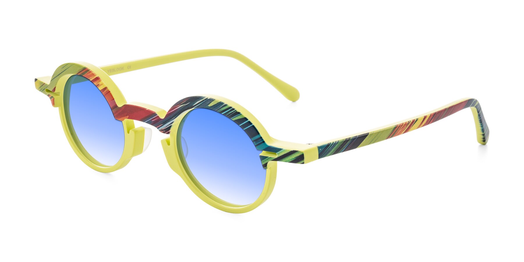 Angle of Maizel in Neon Sun with Blue Gradient Lenses