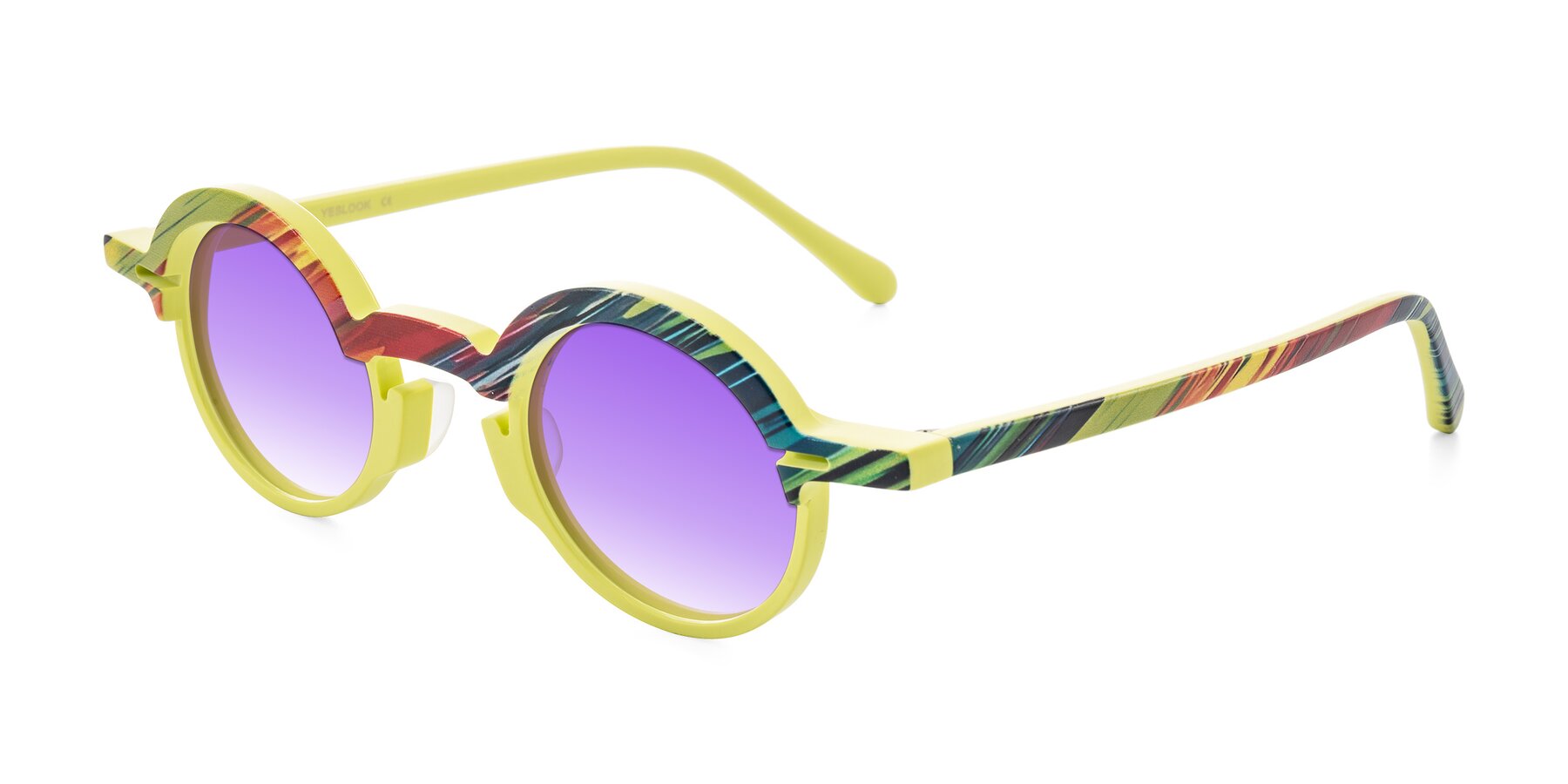 Angle of Maizel in Neon Sun with Purple Gradient Lenses