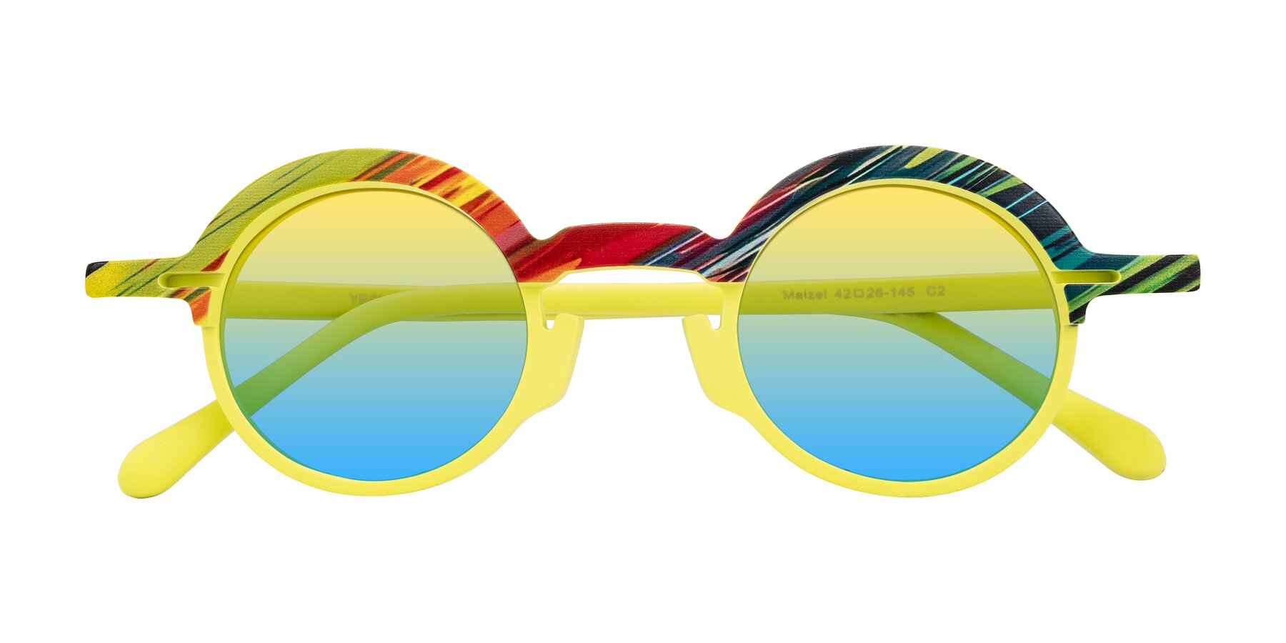 Folded Front of Maizel in Neon Sun with Yellow / Blue Gradient Lenses
