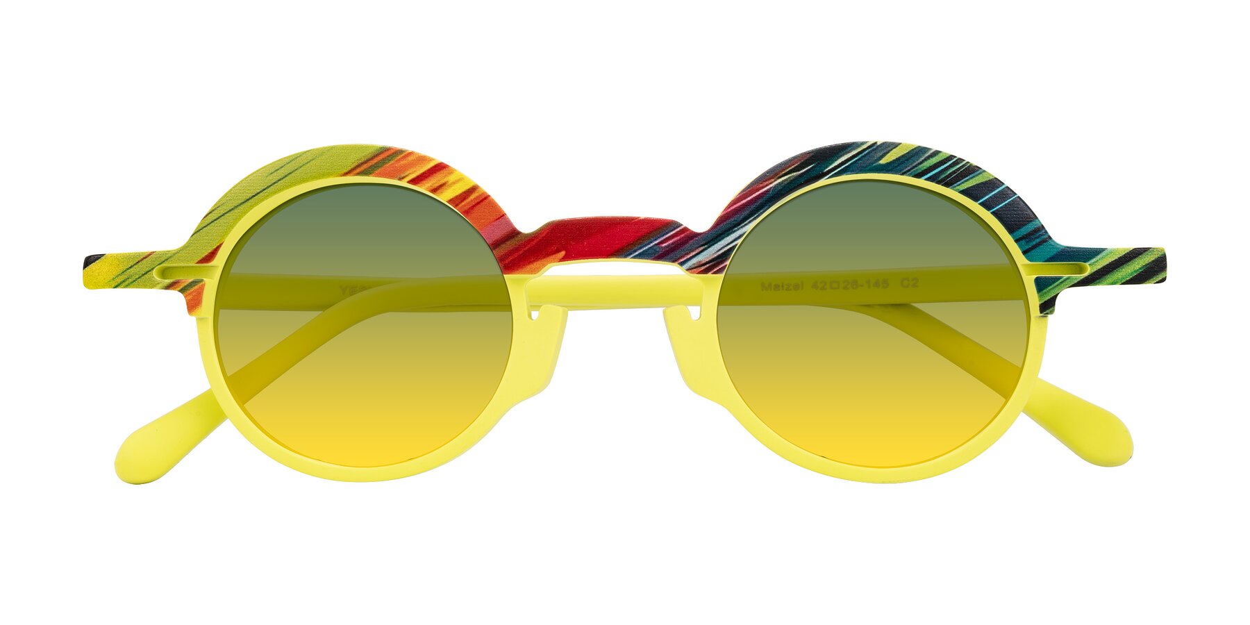 Folded Front of Maizel in Neon Sun with Green / Yellow Gradient Lenses
