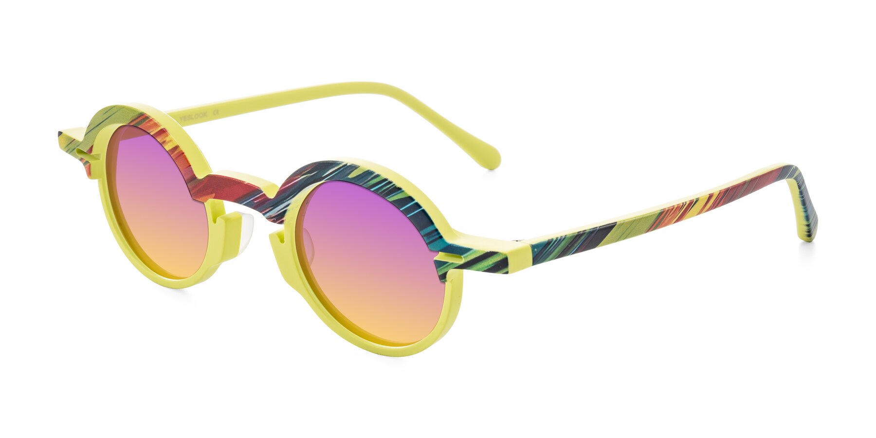 Angle of Maizel in Neon Sun with Purple / Yellow Gradient Lenses