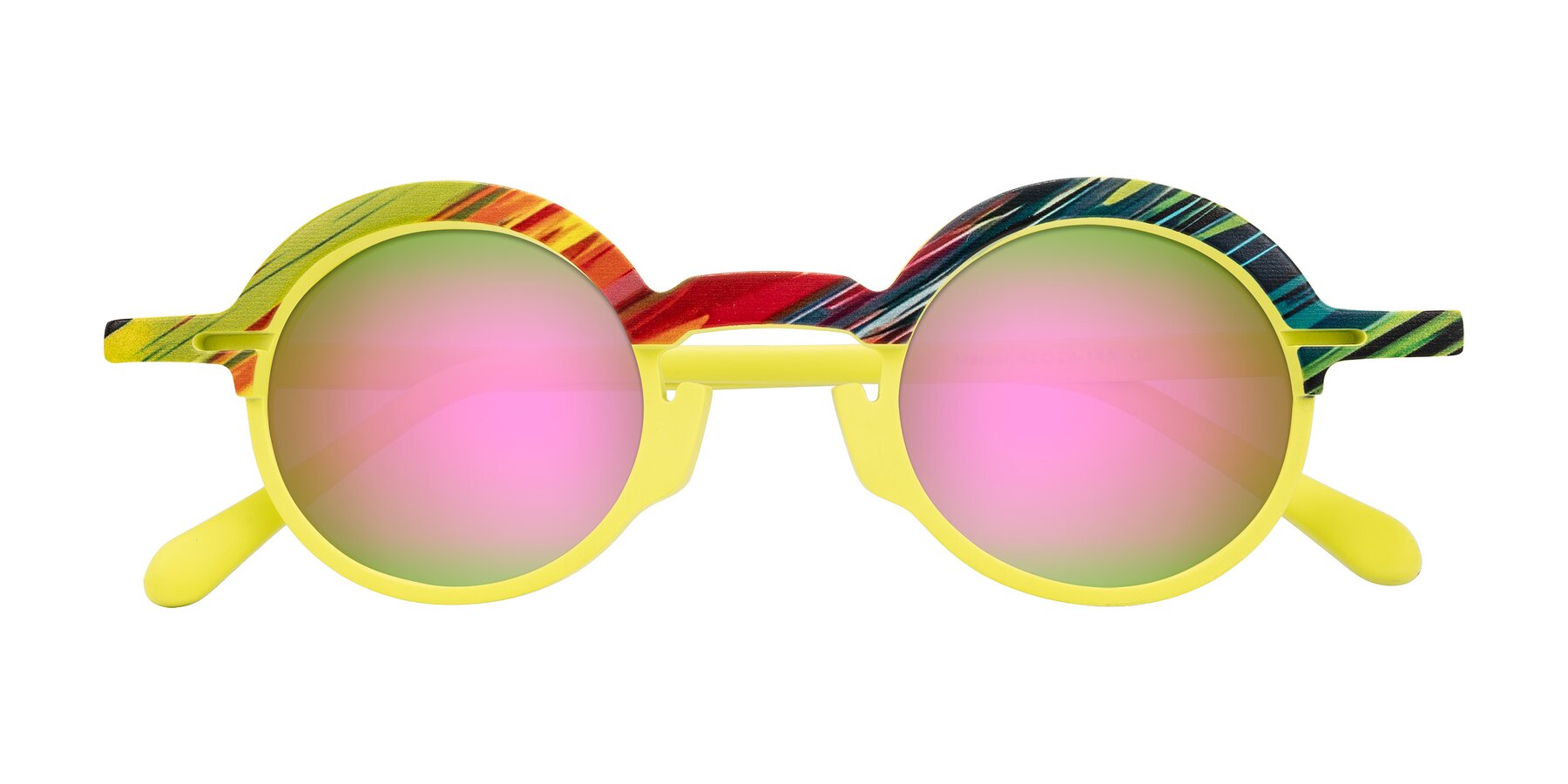 Folded Front of Maizel in Neon Sun with Pink Mirrored Lenses