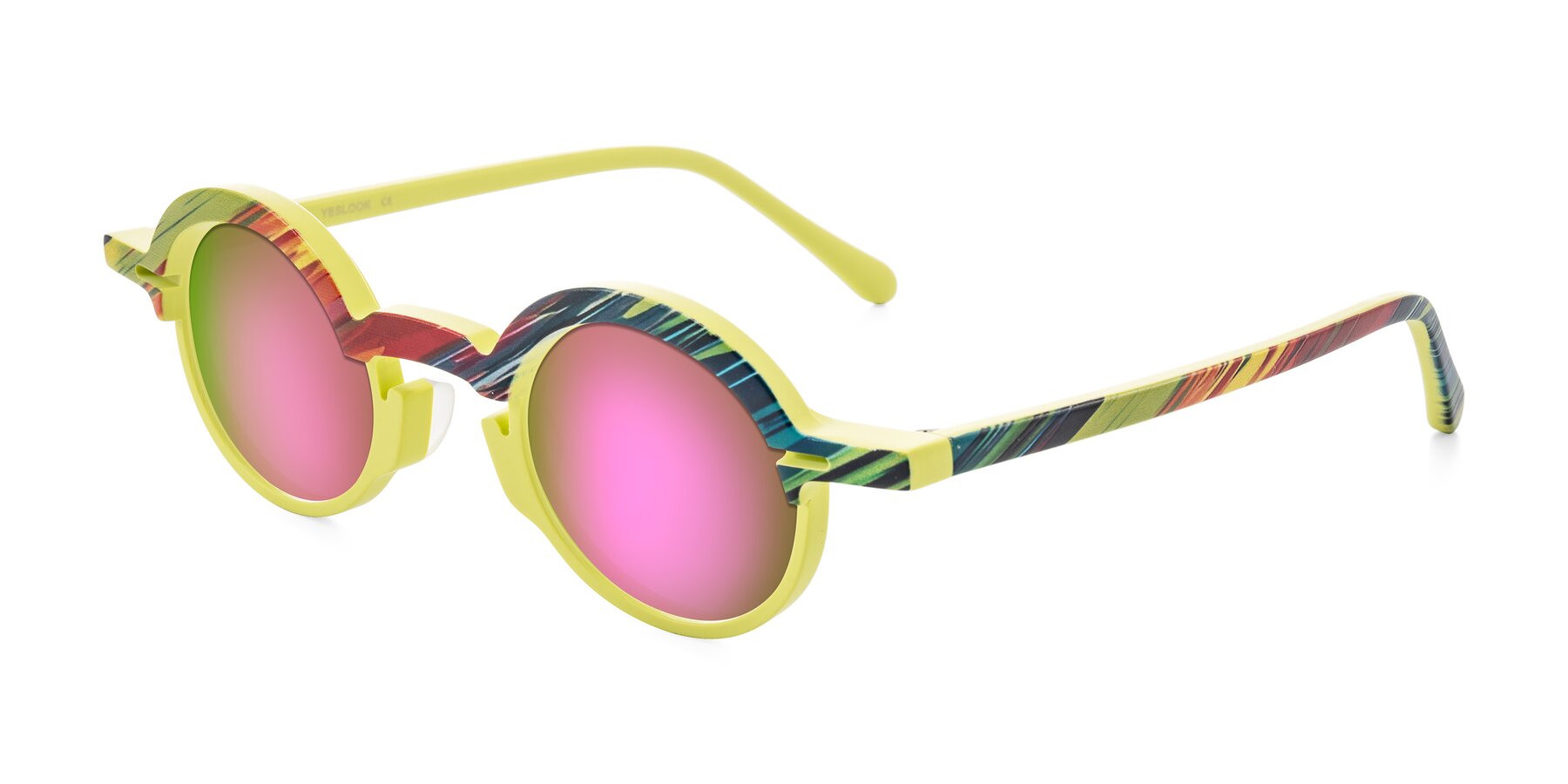 Angle of Maizel in Neon Sun with Pink Mirrored Lenses