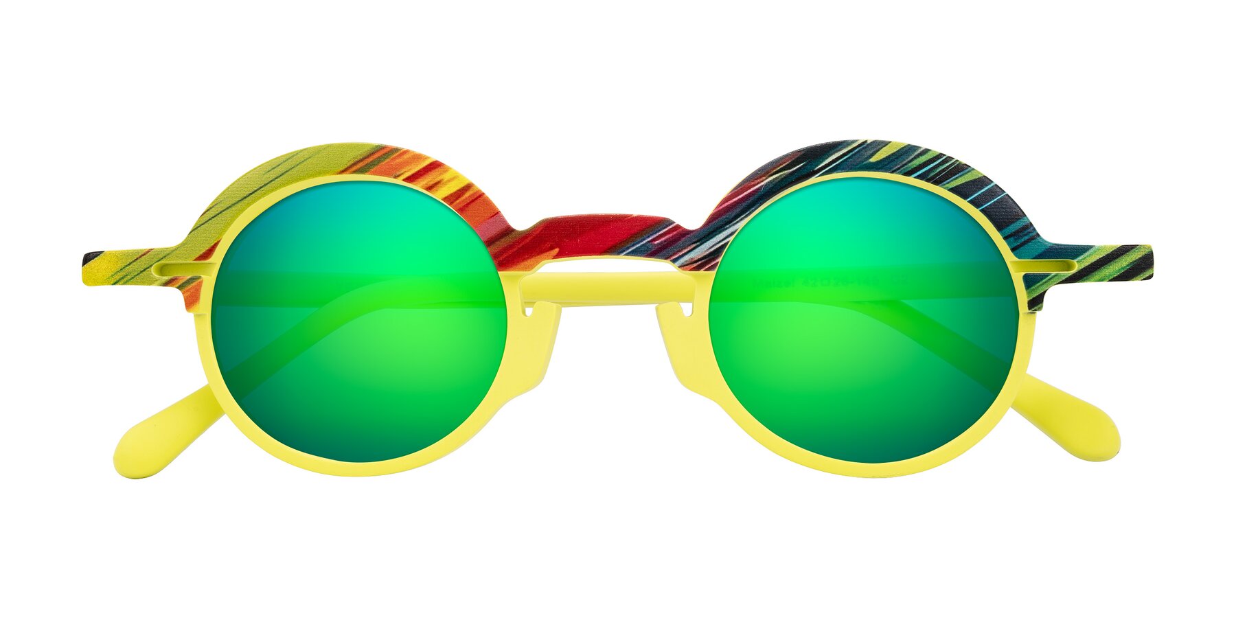 Folded Front of Maizel in Neon Sun with Green Mirrored Lenses