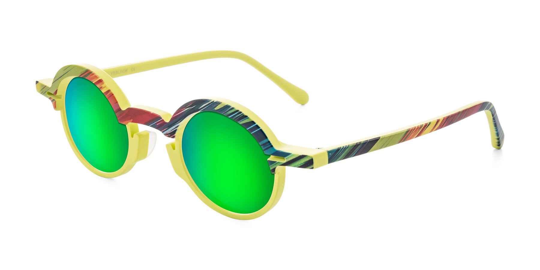 Angle of Maizel in Neon Sun with Green Mirrored Lenses