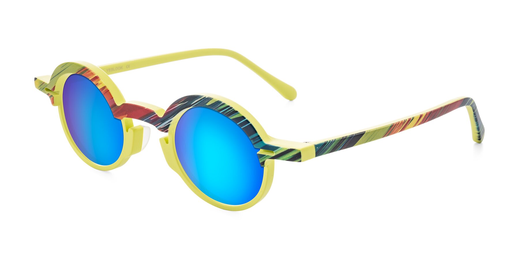 Angle of Maizel in Neon Sun with Blue Mirrored Lenses